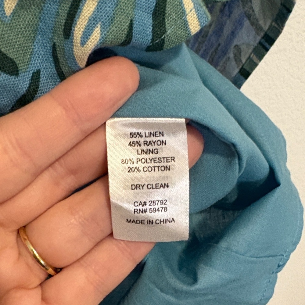 House of Harlow 1960 L blue and Green Abstract Patterned puff sleeve Mini Dress - Picture 3 of 6